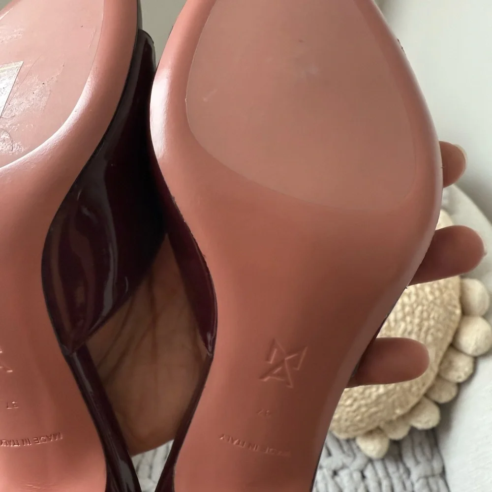 Amina Muaddi Burgundy Heels - Picture 10 of 12